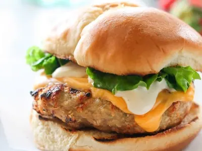 Cheddar Ranch Chicken Burgers