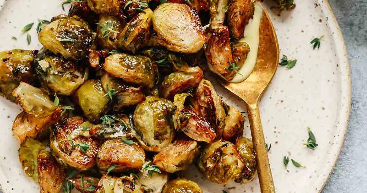 Roasted Brussels Sprouts with Mustard Dressing