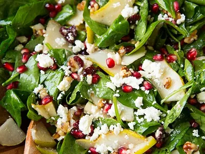 Pear Pomegranate Spinach Salad
