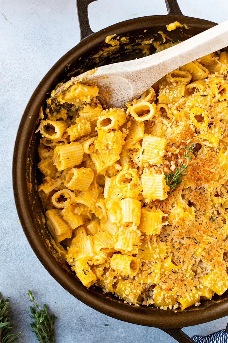 Butternut Squash Mac and Cheese with cheddar and shredded cheese