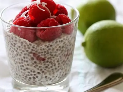 Coconut Lime Raspberry Chia Pudding