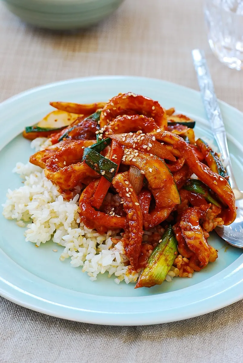 Korean Spicy Stir-Fried Squid