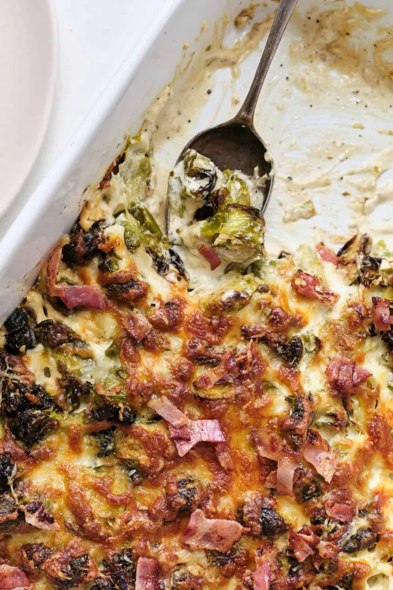 Brussels Sprouts Au Gratin with bacon