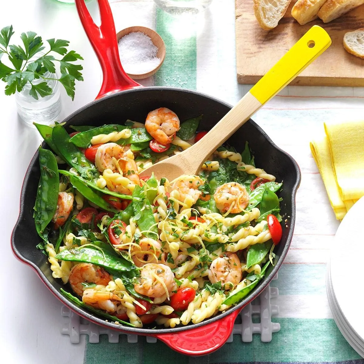 Lemony Shrimp Snow Pea Pasta