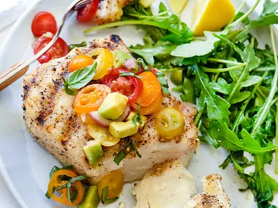 Grilled Halibut with Tomato Salsa
