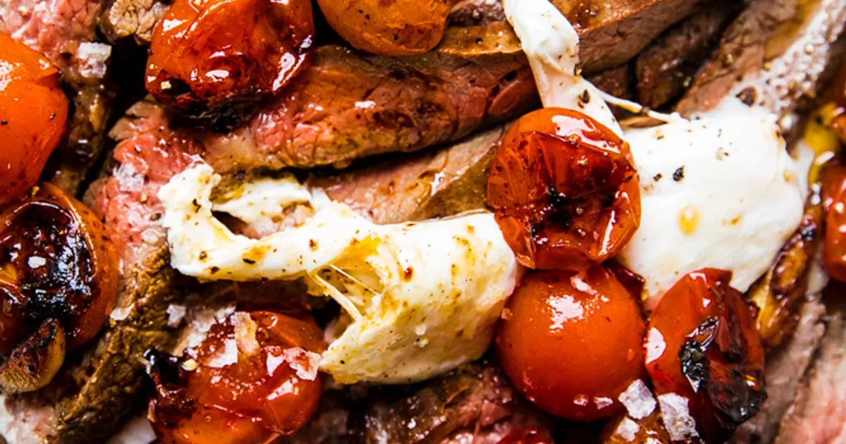 Grilled Skirt Steak Tomatoes Burrata