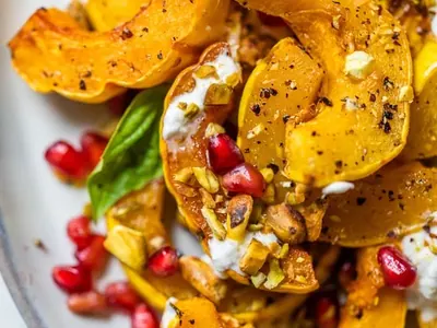 Roasted Delicata Squash with Burrata