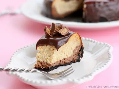 Peanut Butter Cheesecake with chocolate chips and baking chocolate
