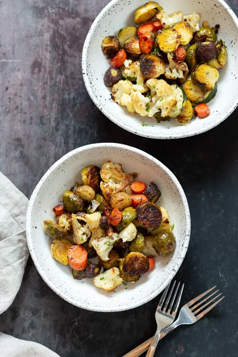 Roasted Brussels Sprouts and Cauliflower