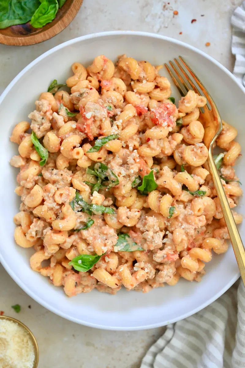 Creamy Tomato Chicken Pasta with nuts and seeds