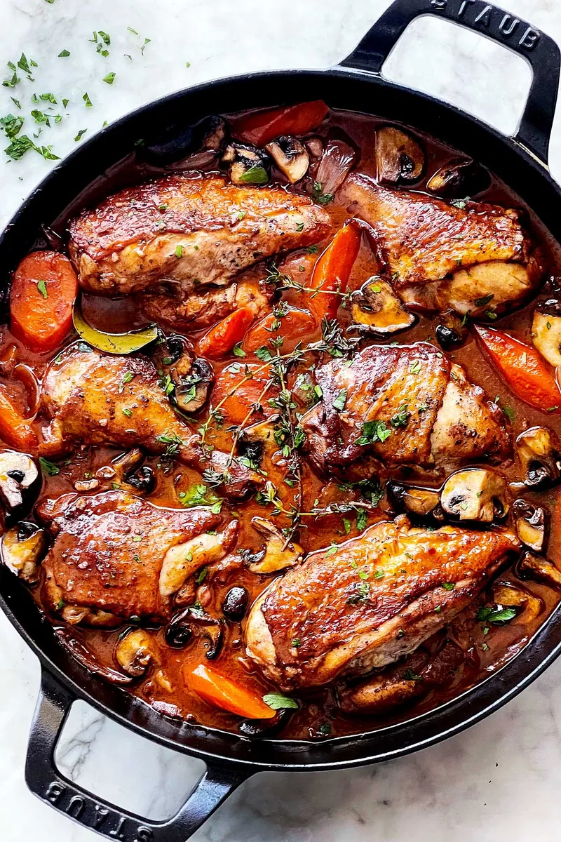 Chicken in Red Wine Sauce