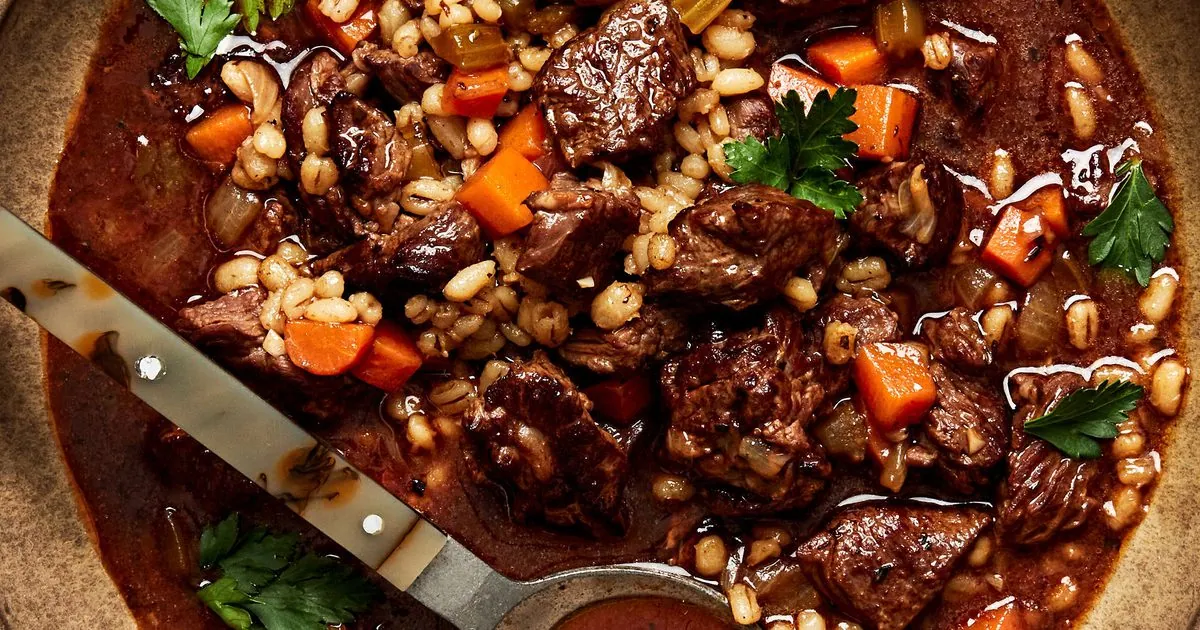 Beef Barley Soup with broth