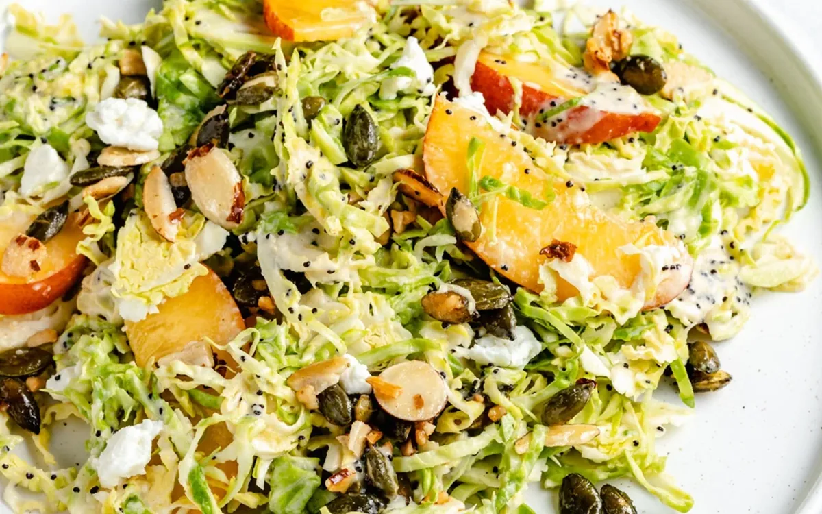 Peach Brussels Sprout Crunch Salad