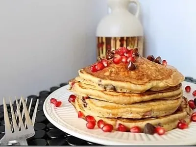 Pomegranate Chocolate Pancakes
