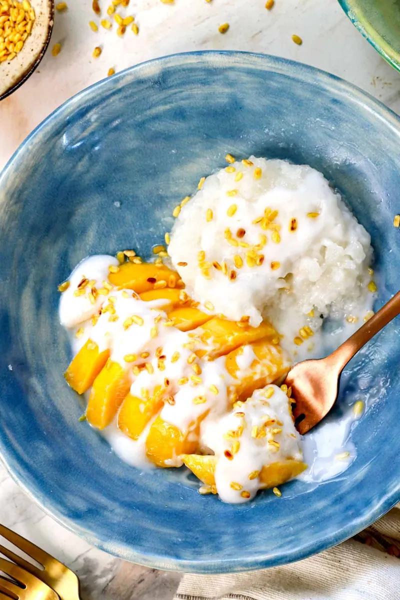 Mango Sticky Rice with pineapple and mango