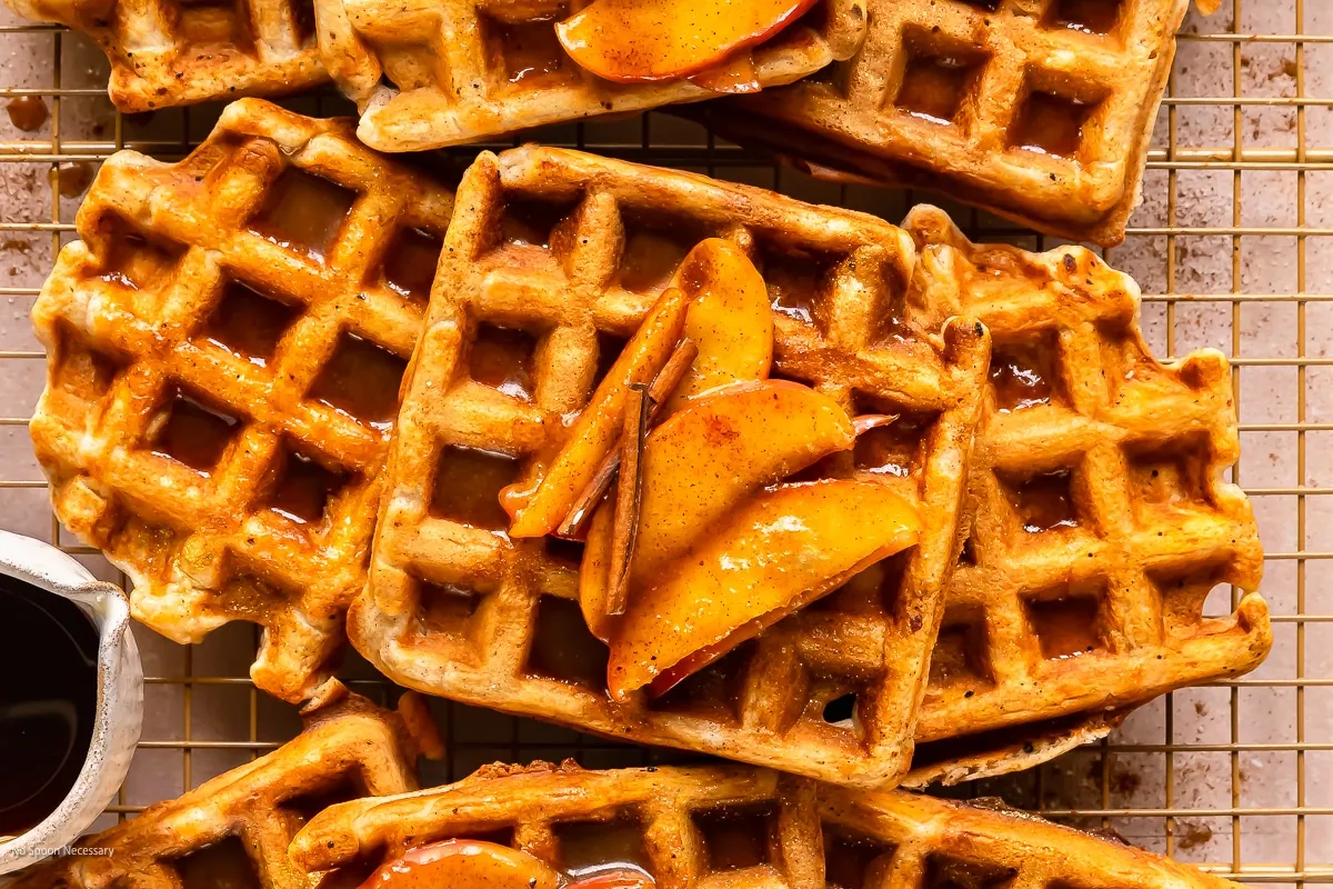 Apple Cinnamon Waffles with apples