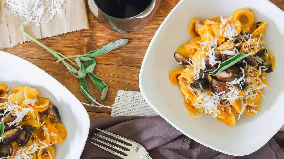 Butternut Squash Pasta with mushrooms