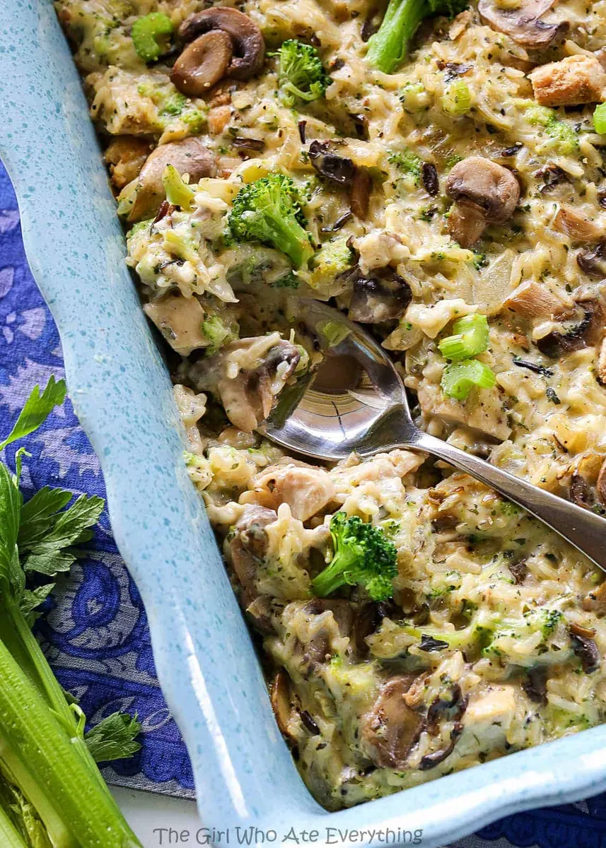 Chicken Rice Casserole with mushrooms