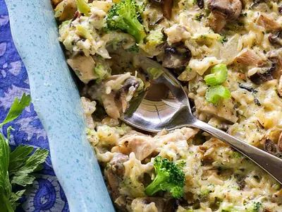 Chicken Rice Casserole with mushrooms