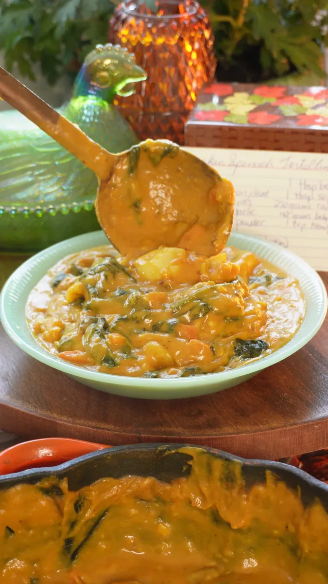 Pumpkin Spinach Ravioli Soup