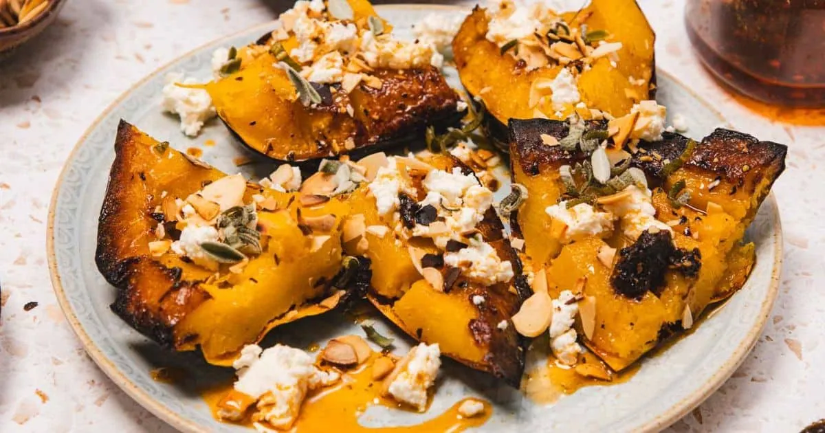 Roasted Acorn Squash with Goat Cheese