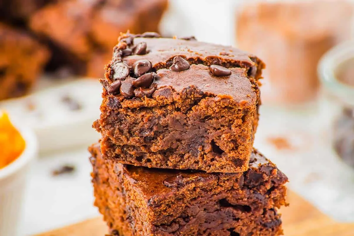 Sweet Potato Brownies with chocolate chips and baking chocolate