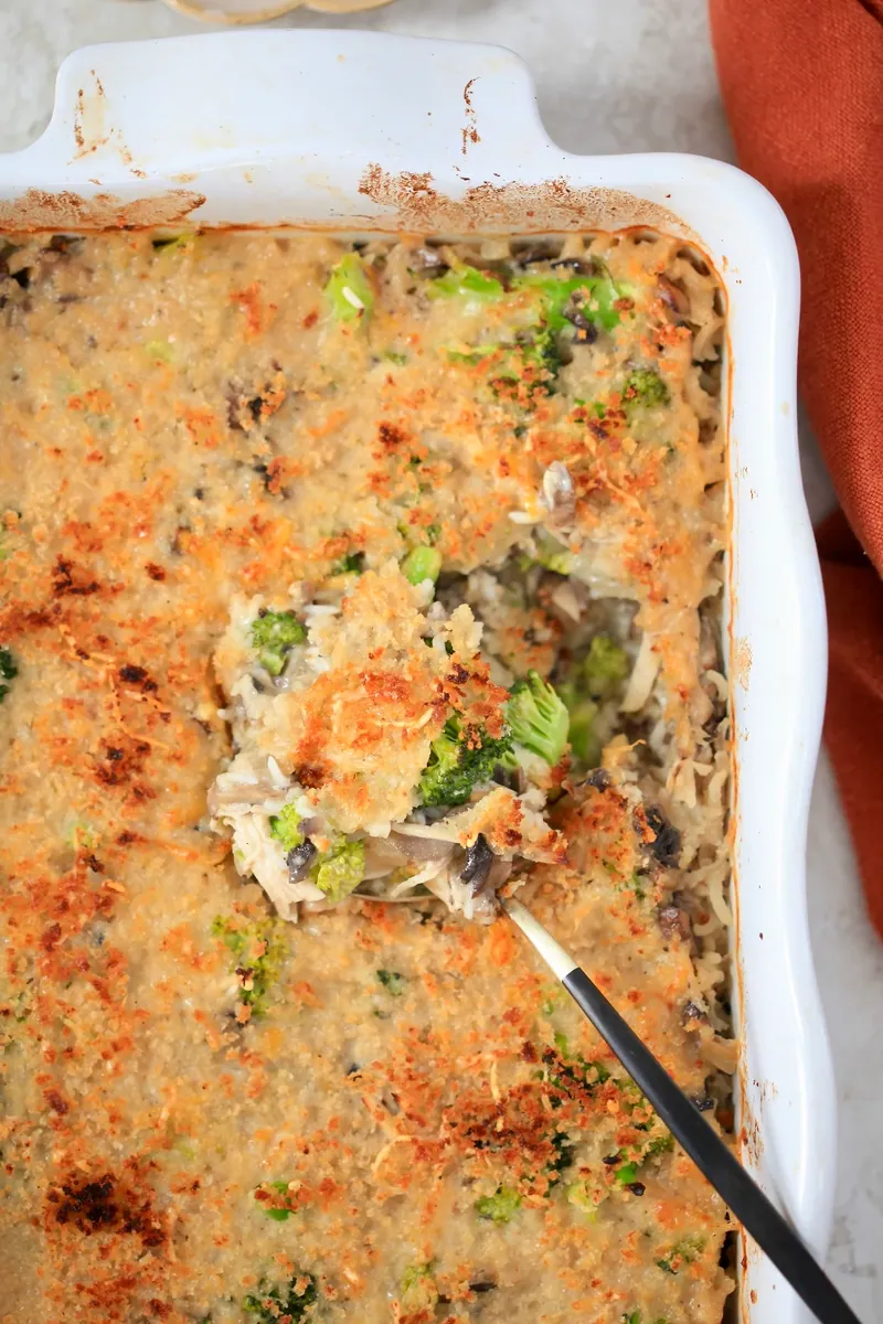 Chicken Broccoli Rice Casserole with garlic