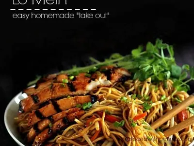 Chicken Lo Mein with fresh peas and snap peas