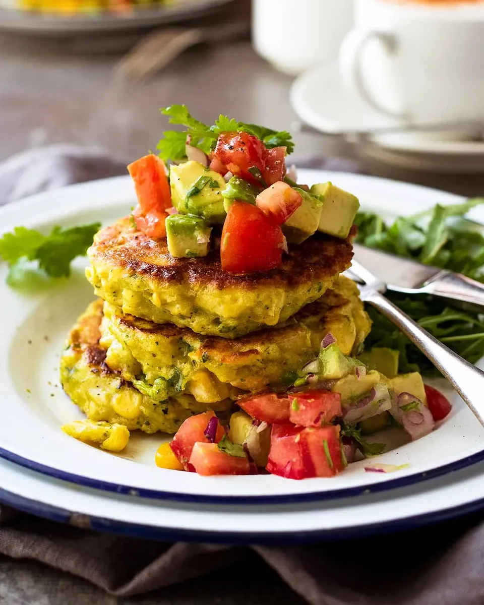 Corn Fritters with Avocado Salsa