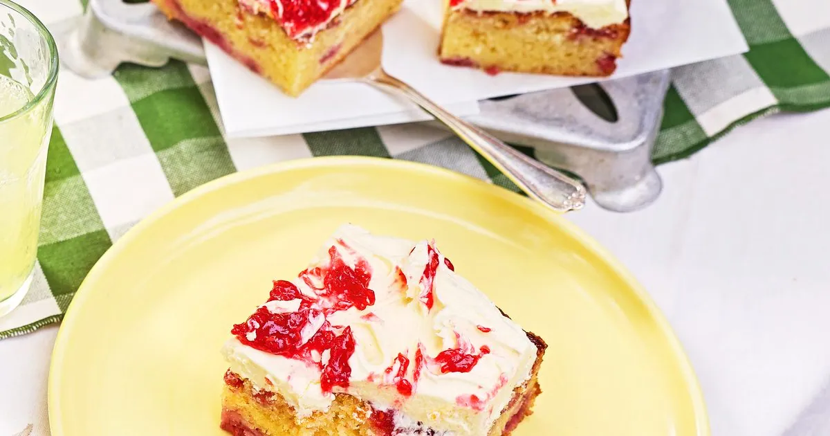 Raspberry White Chocolate Traybake