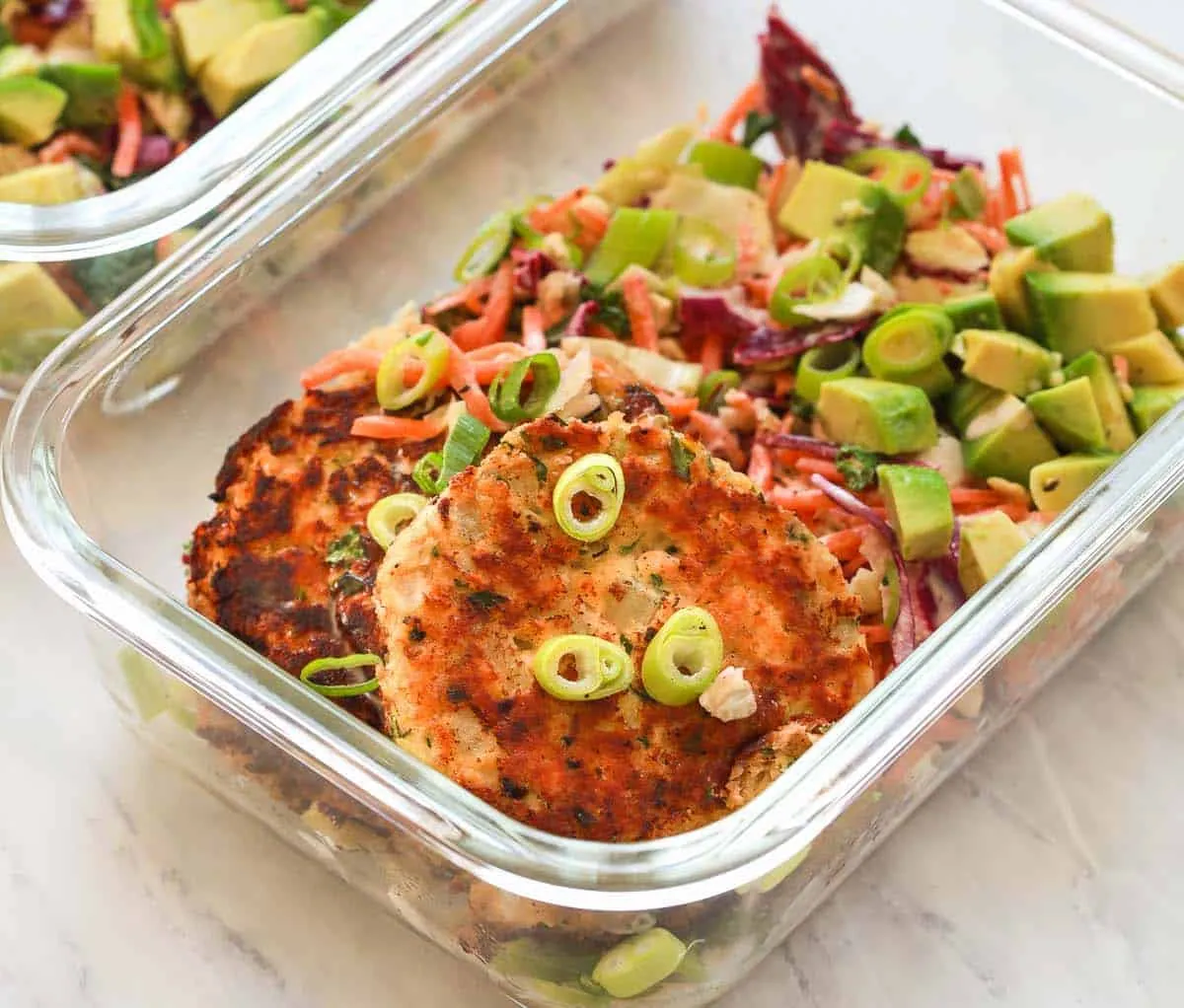 Salmon Pattie Coleslaw Bowls