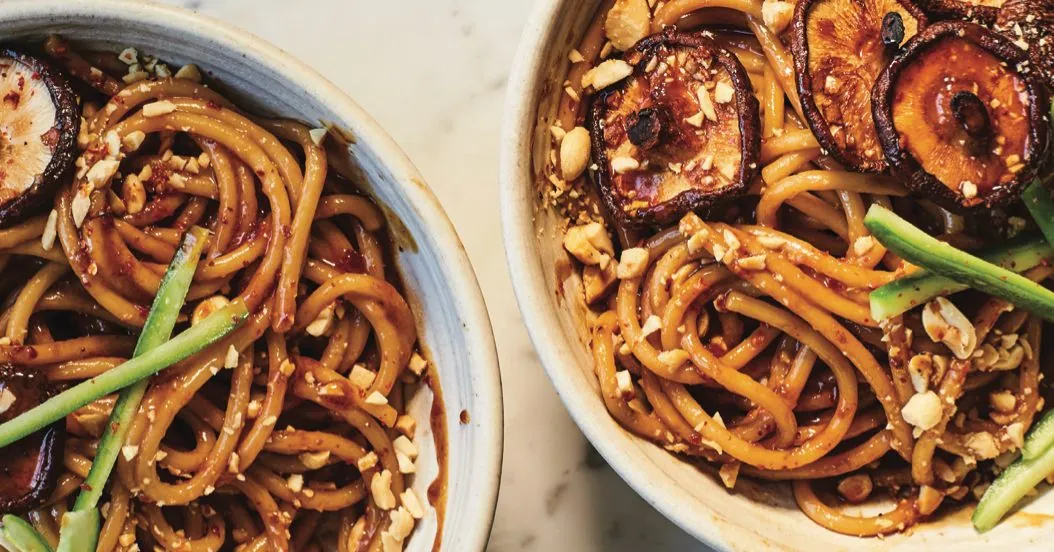 Mushrooms with Sesame Noodles