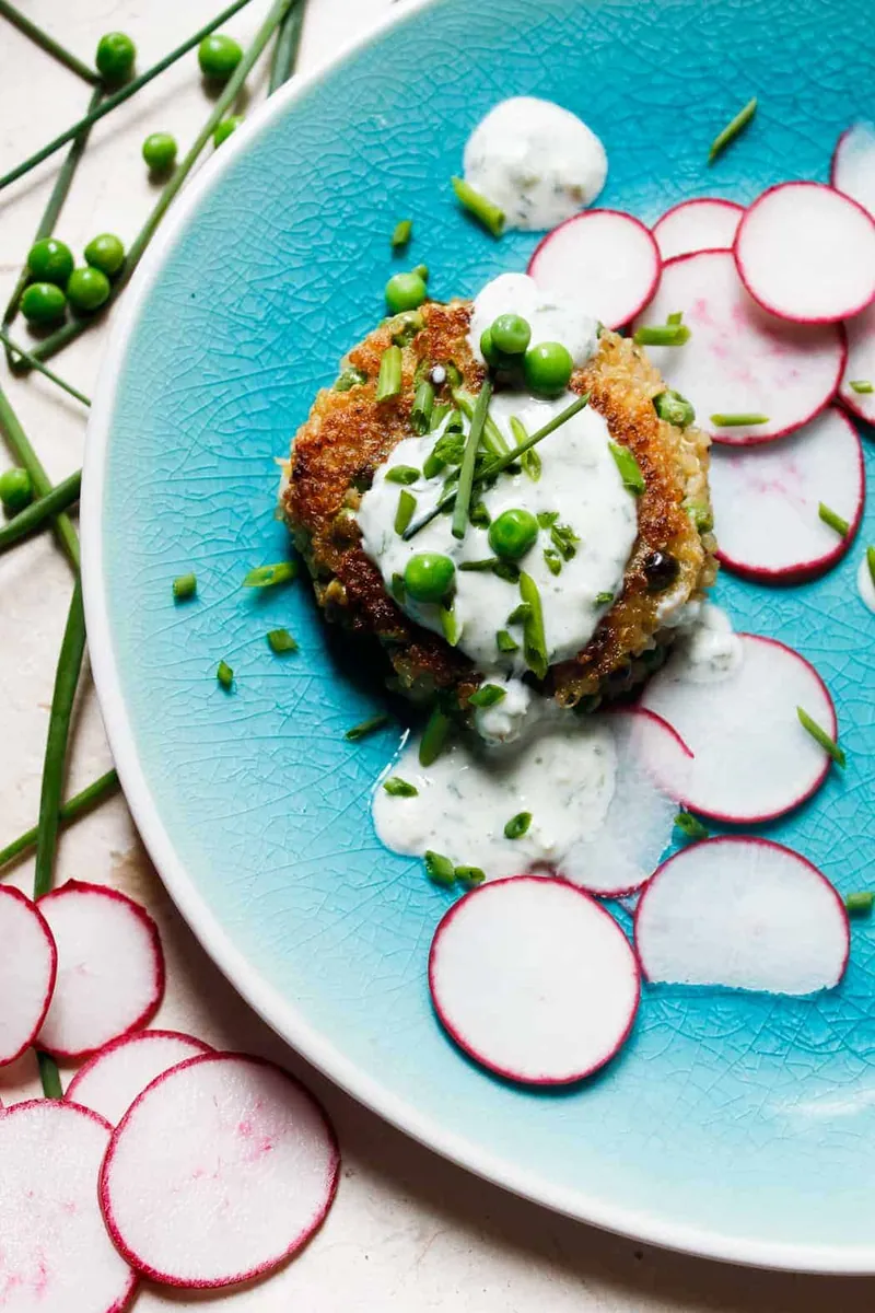 Quinoa Pea Feta Fritters