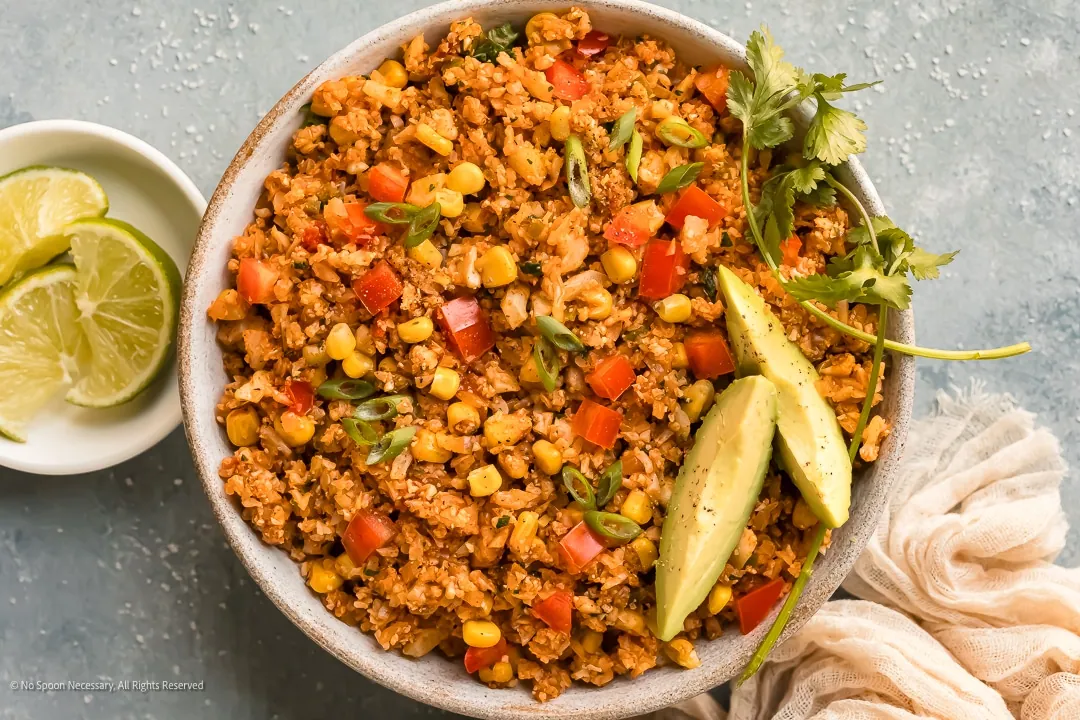 Mexican Cauliflower Rice with fresh tomatoes