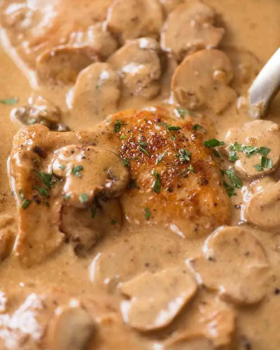 Chicken Stroganoff with mushrooms