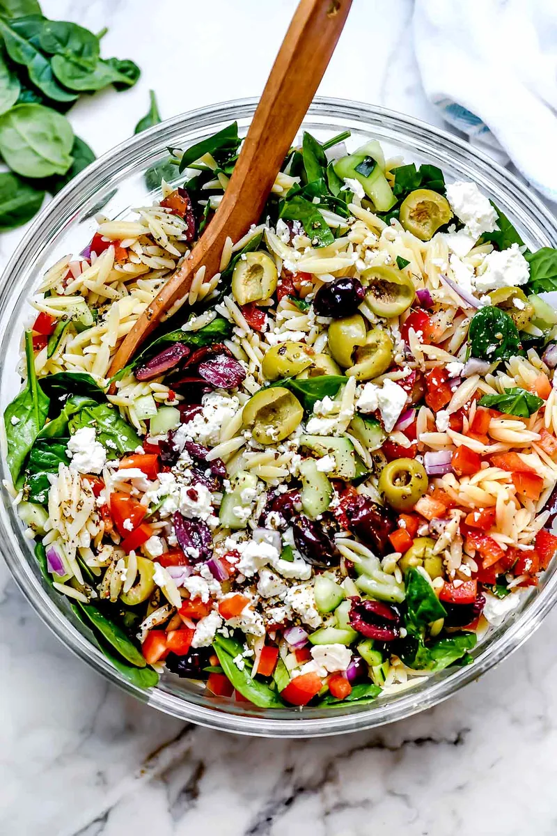 Mediterranean Orzo Salad with swiss