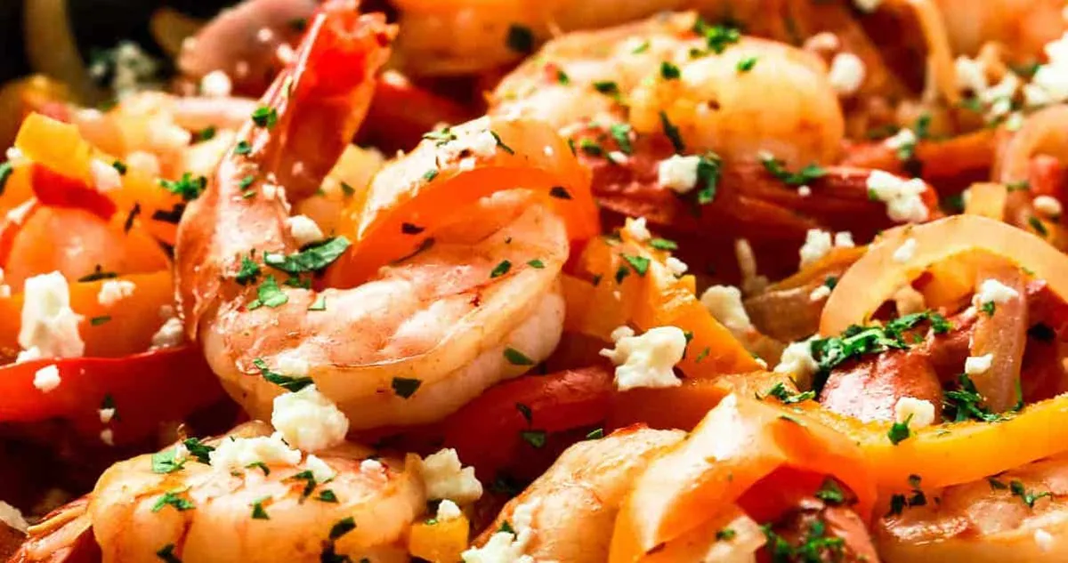 Shrimp Pepper Onion Skillet