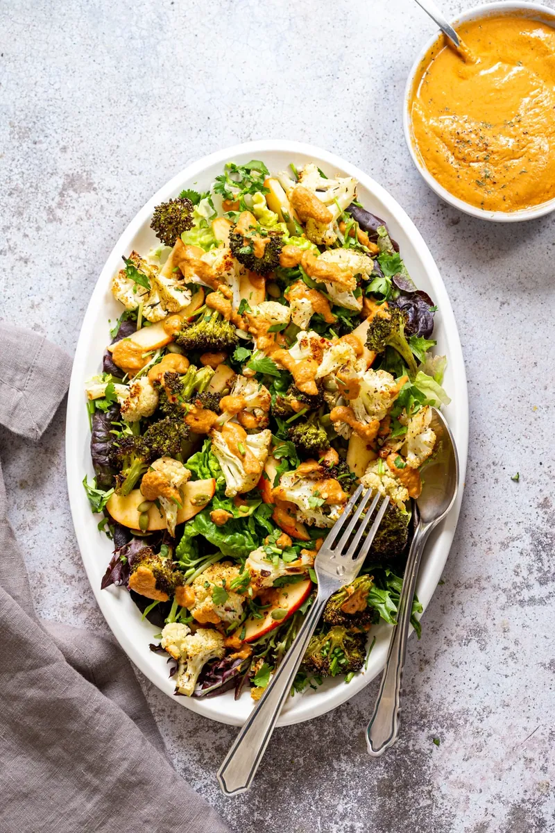 Roasted Broccoli Cauliflower Salad