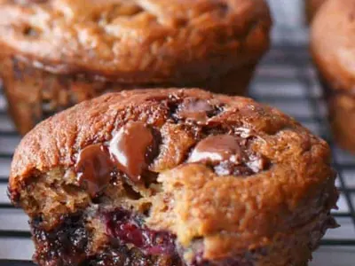 Banana Blueberry Chocolate Muffins