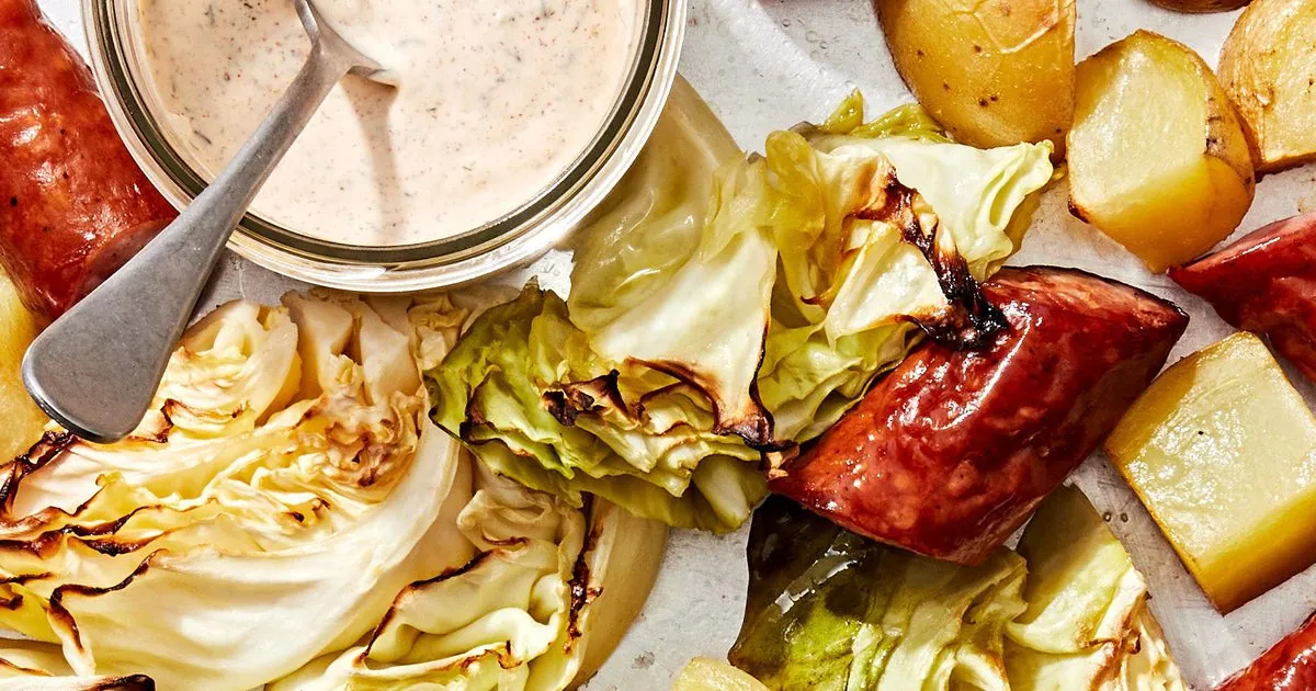 Cabbage Sausage Sheet Pan