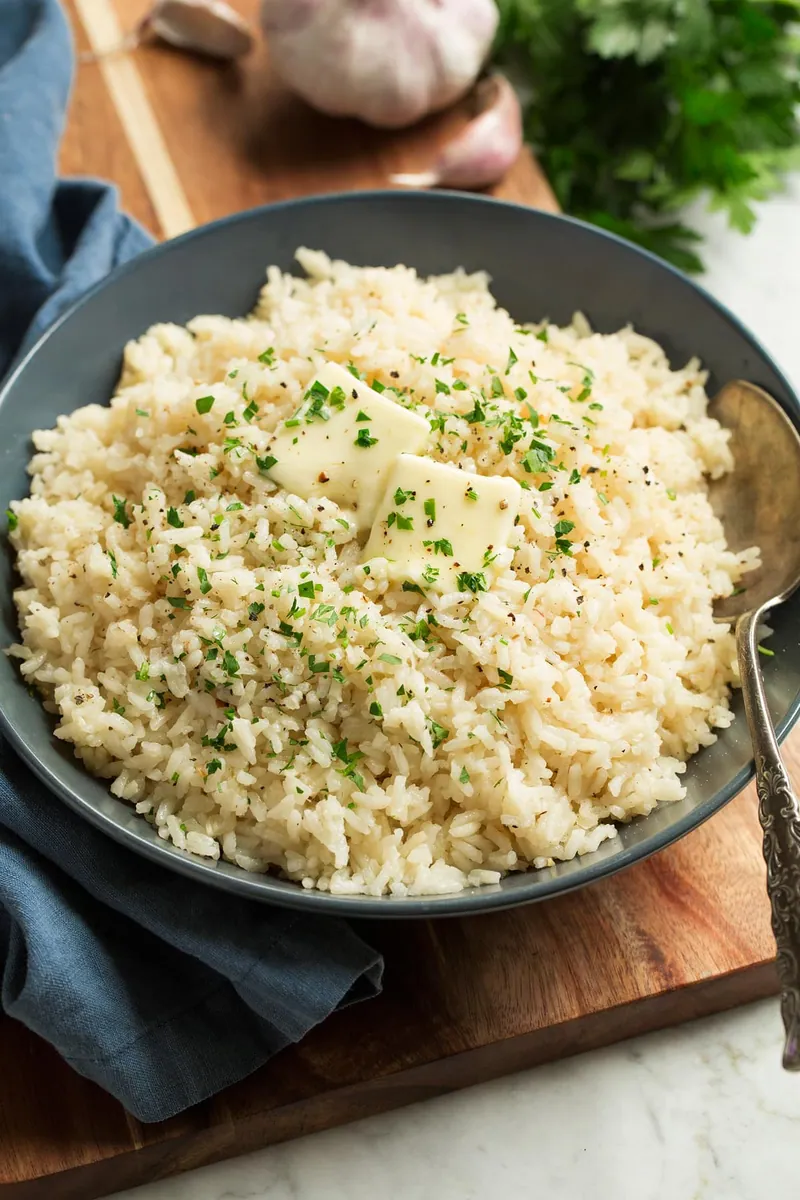 Garlic Butter Rice with broth
