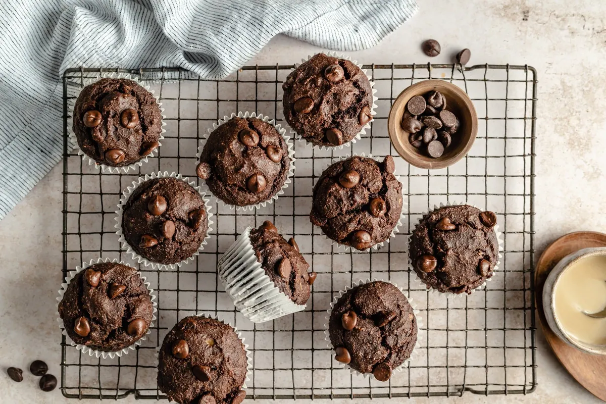 Chocolate Tahini Banana Muffins
