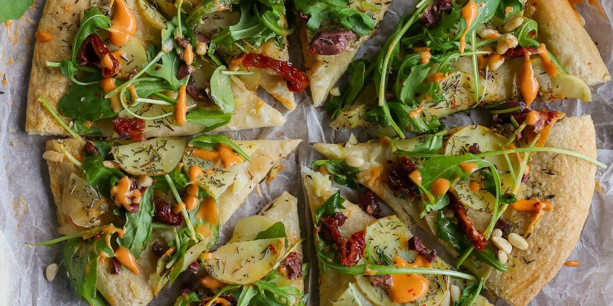 Garlic Potato Arugula Pizza