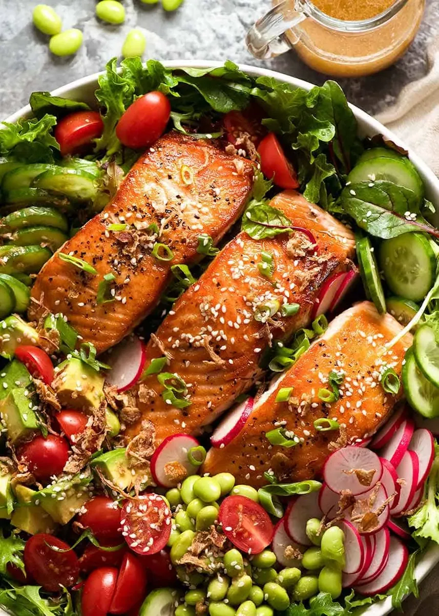 Salmon Salad with Ginger Dressing