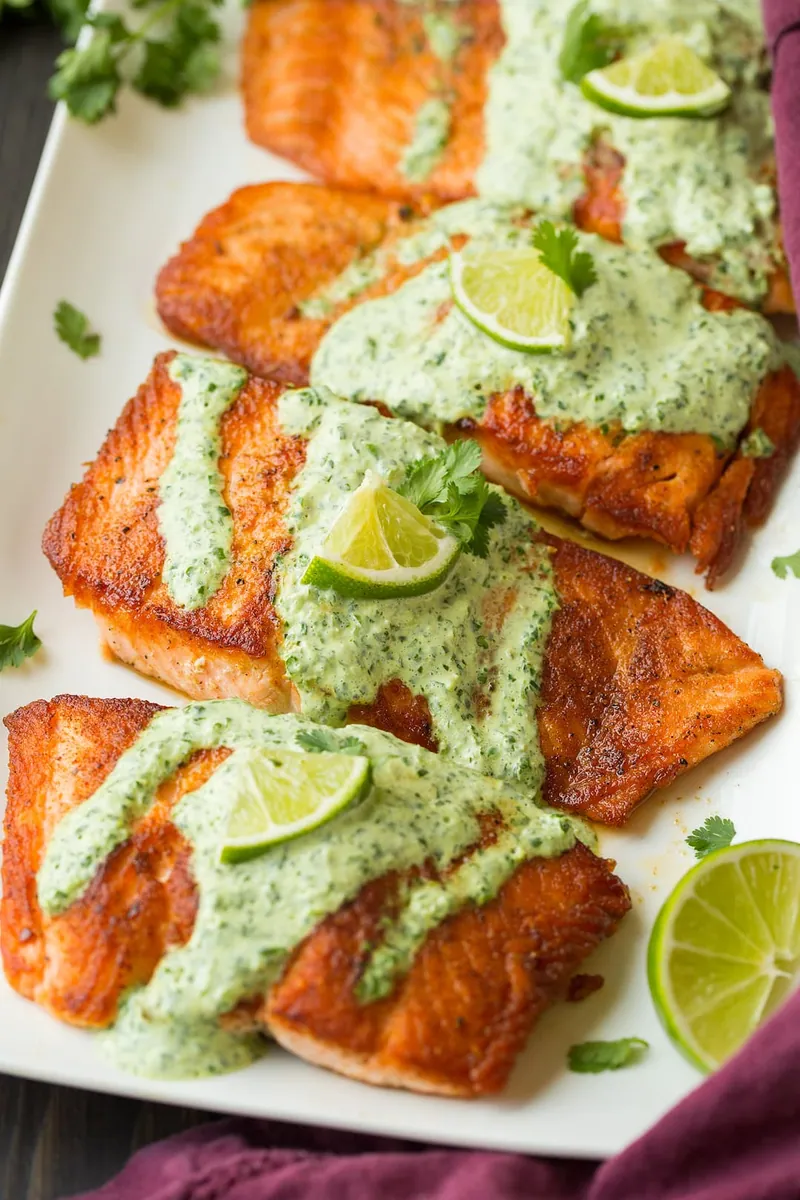 Salmon with Cilantro Lime Sauce