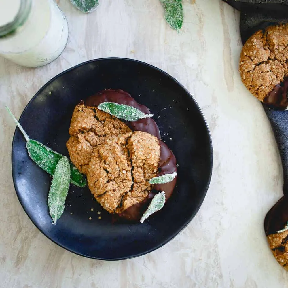 Chocolate Dipped Cashew Almond Cookies