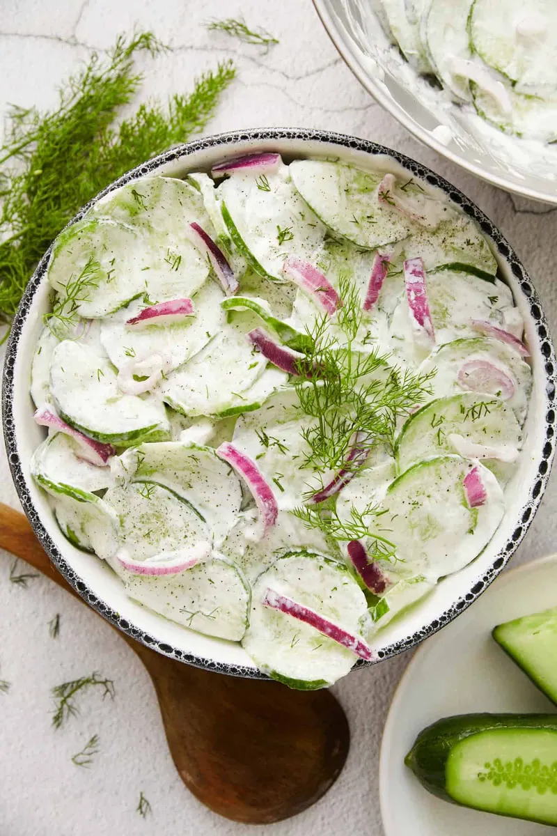 German Cucumber Salad with cucumbers