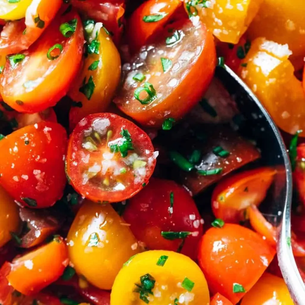 Marinated Tomatoes with cherry and grape tomatoes