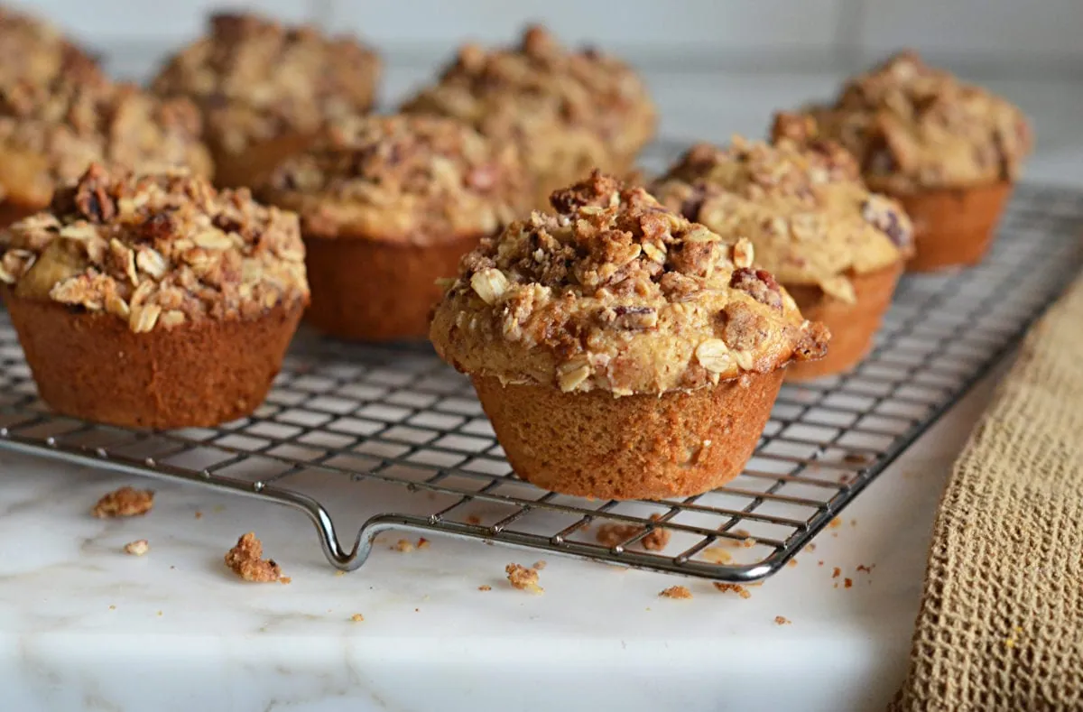 Oat Muffins with Pecan Streusel