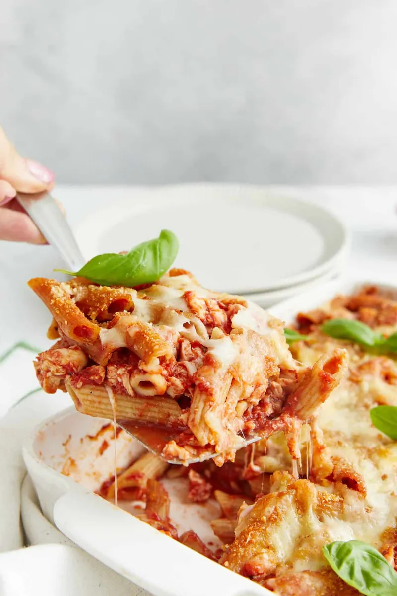 Chicken Parmesan Casserole with pasta sauce